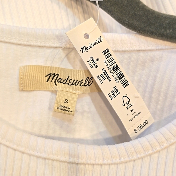 NWT Madewell Highneck Tank in Sleekhold white ribbed tank sleeveless small $38 - Picture 2 of 9